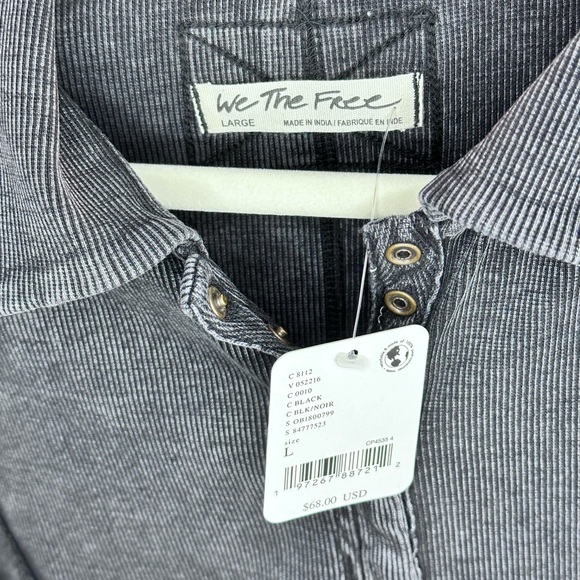 We The Free Dark Charcoal Ribbed Button-Up - Picture 3 of 6
